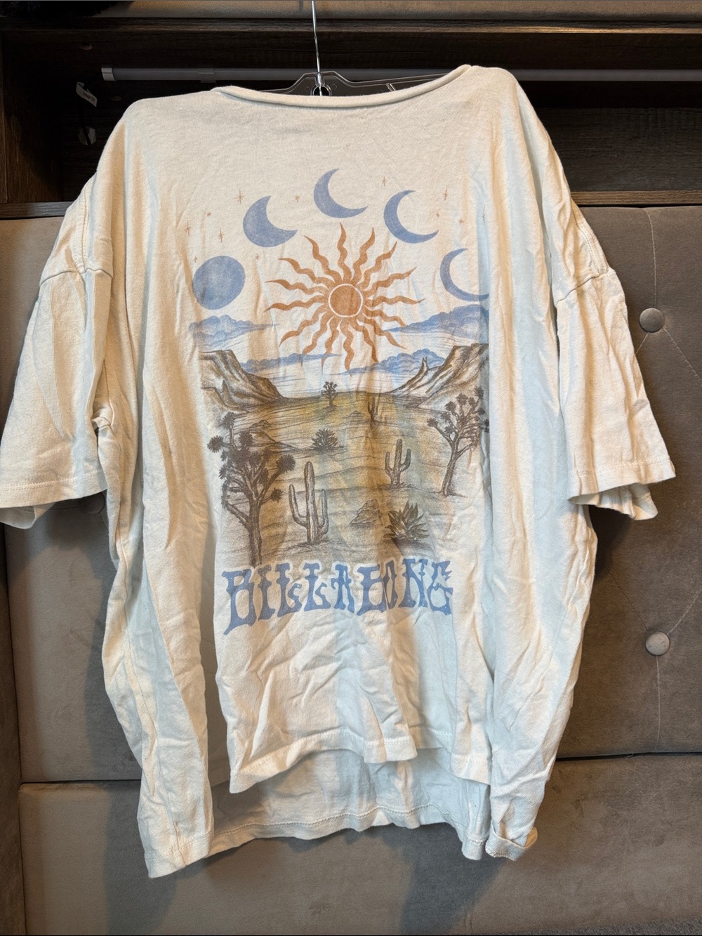 Billabong Cream Tee with Black Logo Print